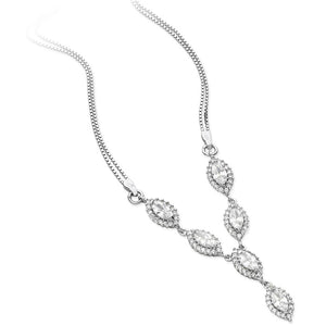 Sterling Silver Marquise Halo CZ Necklace, Bracelet & Earrings Set SKU 0503011