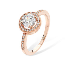 Load image into Gallery viewer, Sterling Silver Rose Finish CZ &amp; CZ Halo Ring SKU 3336025
