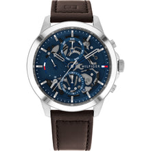 Load image into Gallery viewer, Gents Tommy Hilfiger Watch Brown Leather Strap, Fancy Skelitol Navy Dial SKU 4016245

